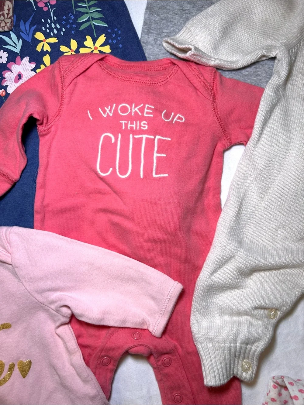 8 Piece Baby Girl Long Sleeve One Piece Bodysuit Bundle - 0-3 Mo Great Condition